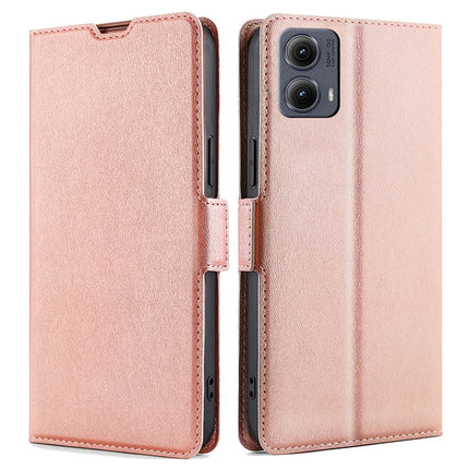 For Motorola Edge (2024) 5G Case Card Holder PU Leather Phone Cover - Rose Gold