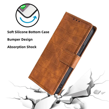For Motorola Edge (2024) 5G Case Crocodile Texture PU Leather Phone Cover