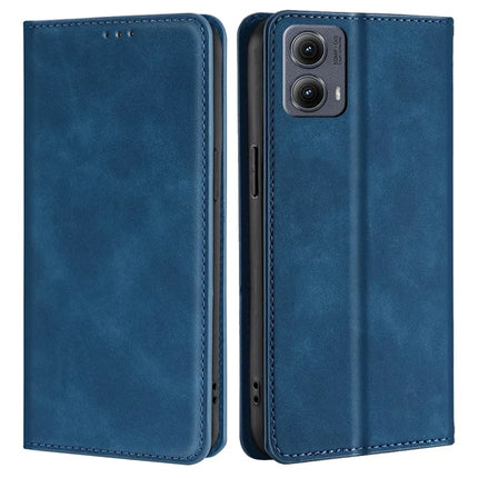 For Motorola Edge (2024) 5G Wallet Case PU Leather Magnetic Closing Phone Cover - Blue