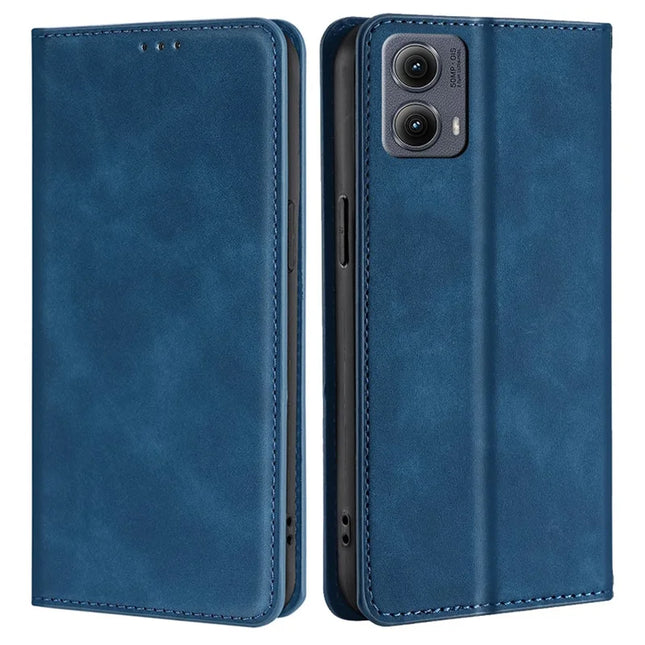For Motorola Edge (2024) 5G Wallet Case PU Leather Magnetic Closing Phone Cover - Blue