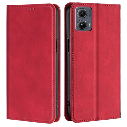 For Motorola Edge (2024) 5G Wallet Case PU Leather Magnetic Closing Phone Cover - Red