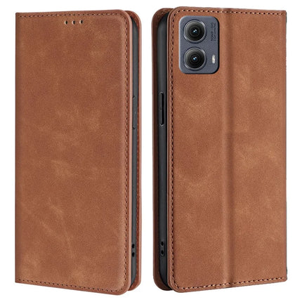 For Motorola Edge (2024) 5G Wallet Case PU Leather Magnetic Closing Phone Cover - Light Brown