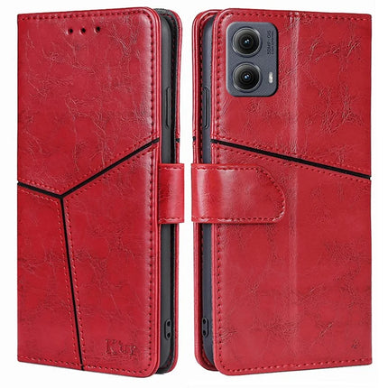 For Motorola Edge (2024) 5G Case Geometric Splicing PU Leather Phone Cover - Red
