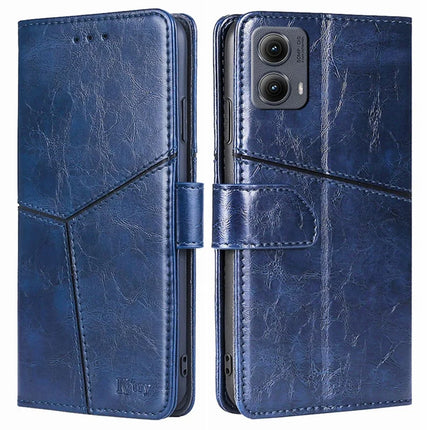 For Motorola Edge (2024) 5G Case Geometric Splicing PU Leather Phone Cover - Blue