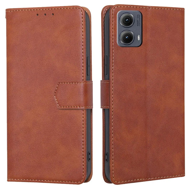 For Motorola Edge (2024) 5G Case Leather Phone Cover with RFID Blocking Wallet - Brown