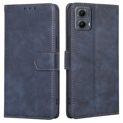 For Motorola Edge (2024) 5G Case Leather Phone Cover with RFID Blocking Wallet - Blue