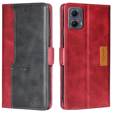 For Motorola Edge (2024) 5G Case Contrast Color Wallet Leather Phone Cover - Black+Red