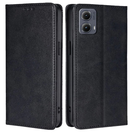 For Motorola Edge (2024) 5G Case PU Leather Calf Texture Phone Wallet Cover - Black