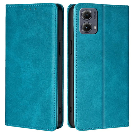 For Motorola Edge (2024) 5G Case PU Leather Calf Texture Phone Wallet Cover - Baby Blue