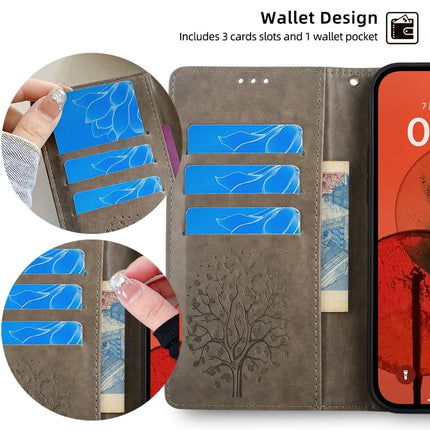 For Motorola Edge (2024) 5G Case PU Leather Wallet Phone Cover Tree Deer Imprinted