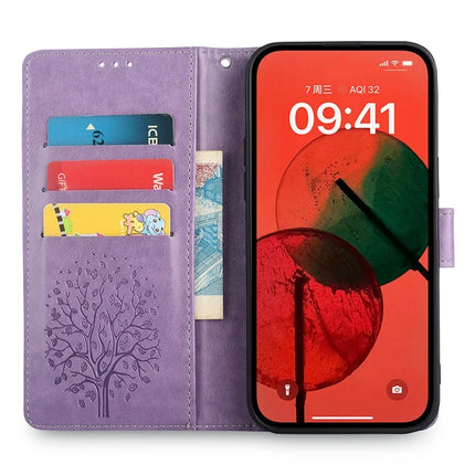 For Motorola Edge (2024) 5G Case PU Leather Wallet Phone Cover Tree Deer Imprinted