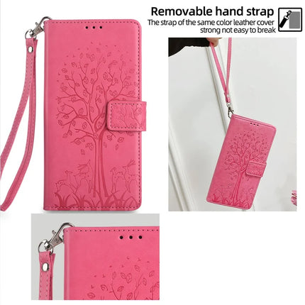 For Motorola Edge (2024) 5G Case PU Leather Wallet Phone Cover Tree Deer Imprinted