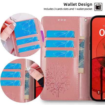 For Motorola Edge (2024) 5G Case PU Leather Wallet Phone Cover Tree Deer Imprinted