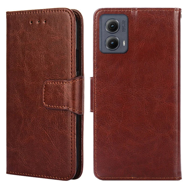 For Motorola Edge (2024) 5G Case Wallet PU Leather + TPU Folding Stand Phone Cover - Brown