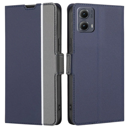 For Motorola Edge (2024) 5G Case Card Holder Twill Texture Leather Phone Cover - Blue