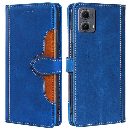 For Motorola Edge (2024) 5G Case Leather Wallet Phone Cover with Straw Hat Magnetic Clasp - Blue