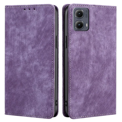For Motorola Edge (2024) 5G Case RFID Blocking Wallet Leather Phone Cover - Purple