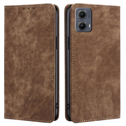 For Motorola Edge (2024) 5G Case RFID Blocking Wallet Leather Phone Cover - Brown