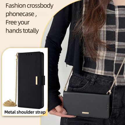 For Motorola Edge (2024) 5G Case PU Leather Wallet Stand Phone Cover with Crossbody Shoulder Strap