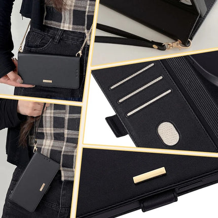 For Motorola Edge (2024) 5G Case PU Leather Wallet Stand Phone Cover with Crossbody Shoulder Strap