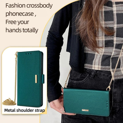 For Motorola Edge (2024) 5G Case PU Leather Wallet Stand Phone Cover with Crossbody Shoulder Strap