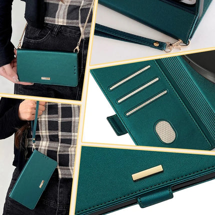 For Motorola Edge (2024) 5G Case PU Leather Wallet Stand Phone Cover with Crossbody Shoulder Strap