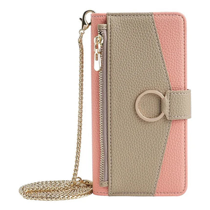 For Motorola Edge (2024) 5G Case Mirror Wallet Leather Phone Cover with Chain Shoulder Strap
