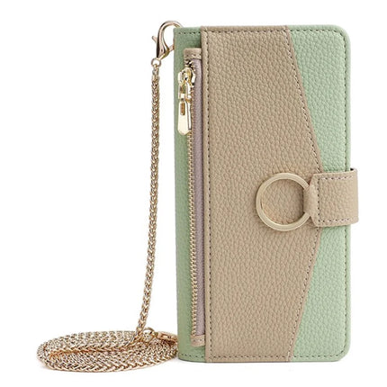 For Motorola Edge (2024) 5G Case Mirror Wallet Leather Phone Cover with Chain Shoulder Strap