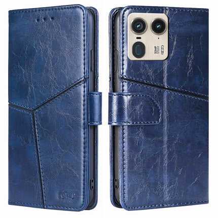 For Motorola Moto X50 Ultra 5G / Edge 50 Ultra 5G Case Geometric Splicing PU Leather Phone Cover - Blue