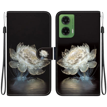 For Motorola Moto G35 5G Wallet Phone Case Anti-Drop Leather Flip Cover Pattern Printing - Crystal Peony