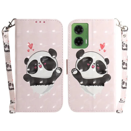 For Motorola Moto G35 5G Case Pattern Printing Leather Wallet Phone Cover - Love Heart Panda