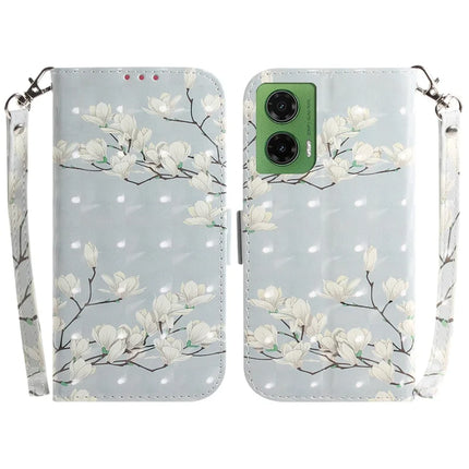 For Motorola Moto G35 5G Case Pattern Printing Leather Wallet Phone Cover - Magnolia