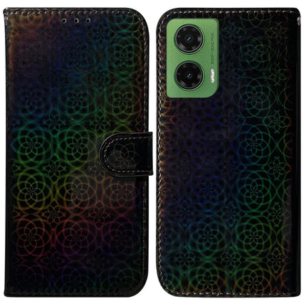 For Motorola Moto G35 5G Stand Case Dazzling Flower Leather Phone Cover - Black