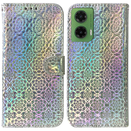 For Motorola Moto G35 5G Stand Case Dazzling Flower Leather Phone Cover - Grey