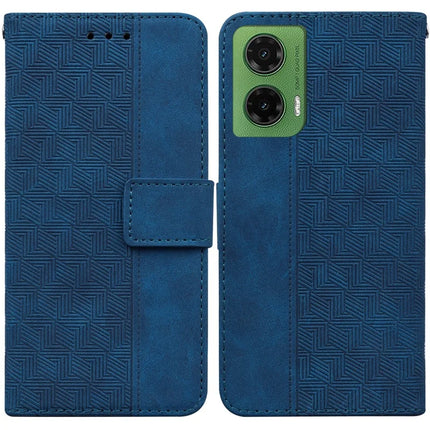 For Motorola Moto G35 5G Case Geometry Pattern Leather Wallet Phone Cover - Blue