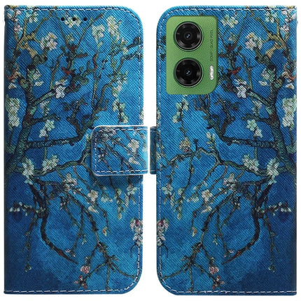 For Motorola Moto G35 5G Wallet Case Pattern Print Leather Phone Cover - Apricot Flowers