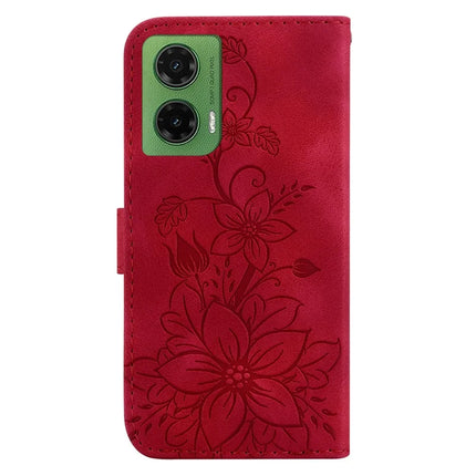 For Motorola Moto G35 5G Case Lily Flower Imprint Leather Phone Cover with Stand