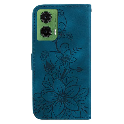 For Motorola Moto G35 5G Case Lily Flower Imprint Leather Phone Cover with Stand