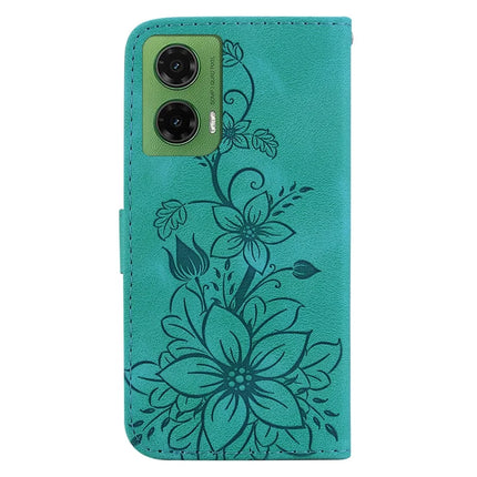 For Motorola Moto G35 5G Case Lily Flower Imprint Leather Phone Cover with Stand