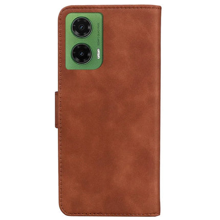 For Motorola Moto G35 5G Case Solid Color Leather Wallet Phone Cover