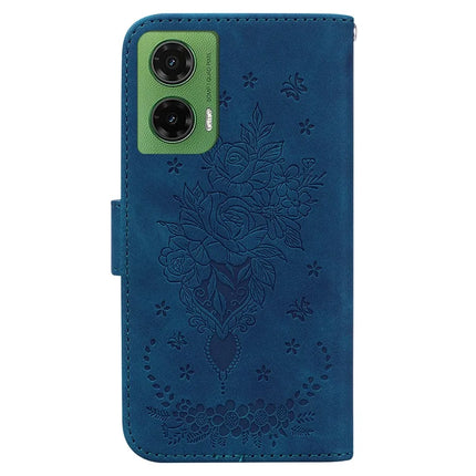 For Motorola Moto G35 5G Case PU Leather Wallet Phone Cover Butterfly Flower Imprint
