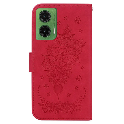 For Motorola Moto G35 5G Case PU Leather Wallet Phone Cover Butterfly Flower Imprint