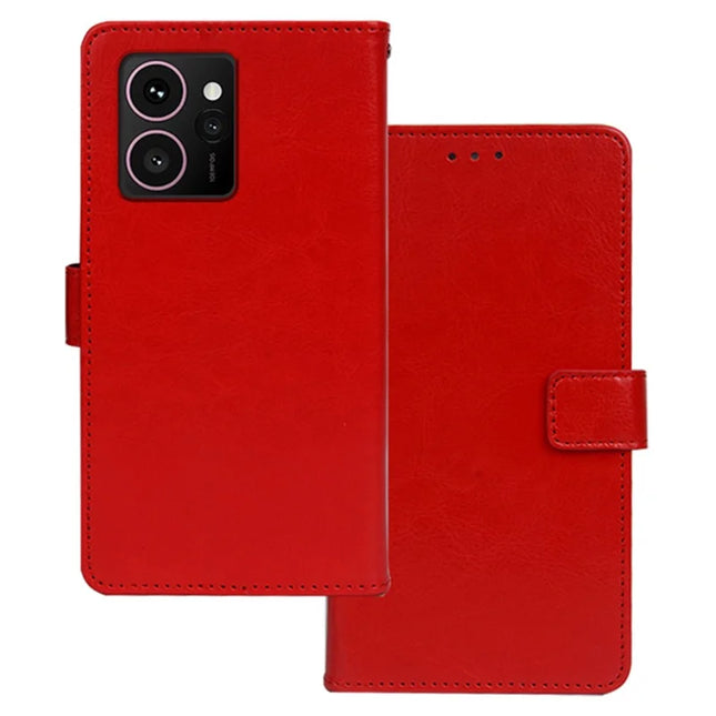 IDEWEI for HMD Skyline Case Card Slots Holder Leather Phone Cover Crazy Horse Texture - Red