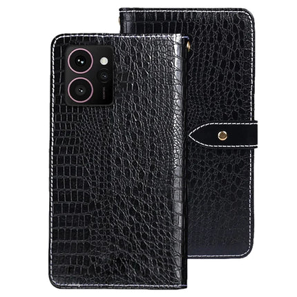 IDEWEI For HMD Skyline Case Crocodile Texture PU Leather Flip Phone Cover - Black