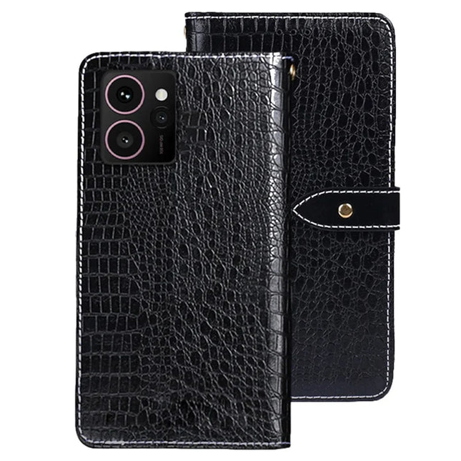 IDEWEI For HMD Skyline Case Crocodile Texture PU Leather Flip Phone Cover - Black