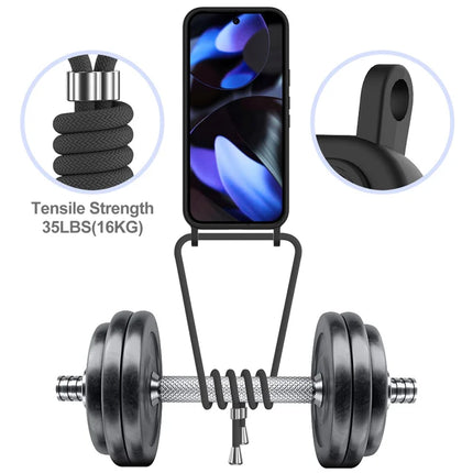 For Google Pixel 9 Case Liquid Silicone Card Holder Phone Back Cover with Lanyard