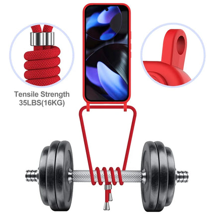 For Google Pixel 9 Case Liquid Silicone Card Holder Phone Back Cover with Lanyard