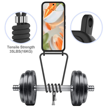 For Google Pixel 9 Pro XL Case Liquid Silicone Card Holder Phone Back Cover with Lanyard