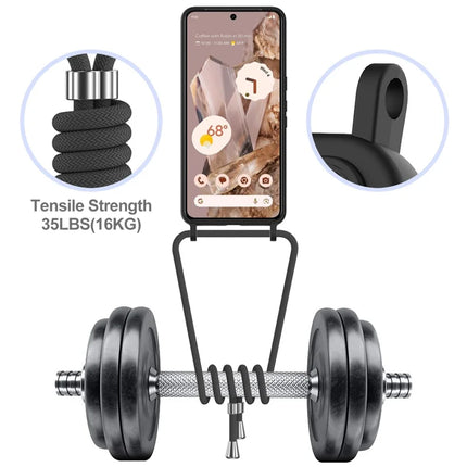 For Google Pixel 8 Pro Case Liquid Silicone Card Holder Phone Back Cover with Lanyard