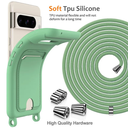 For Google Pixel 8 Pro Case Liquid Silicone Card Holder Phone Back Cover with Lanyard